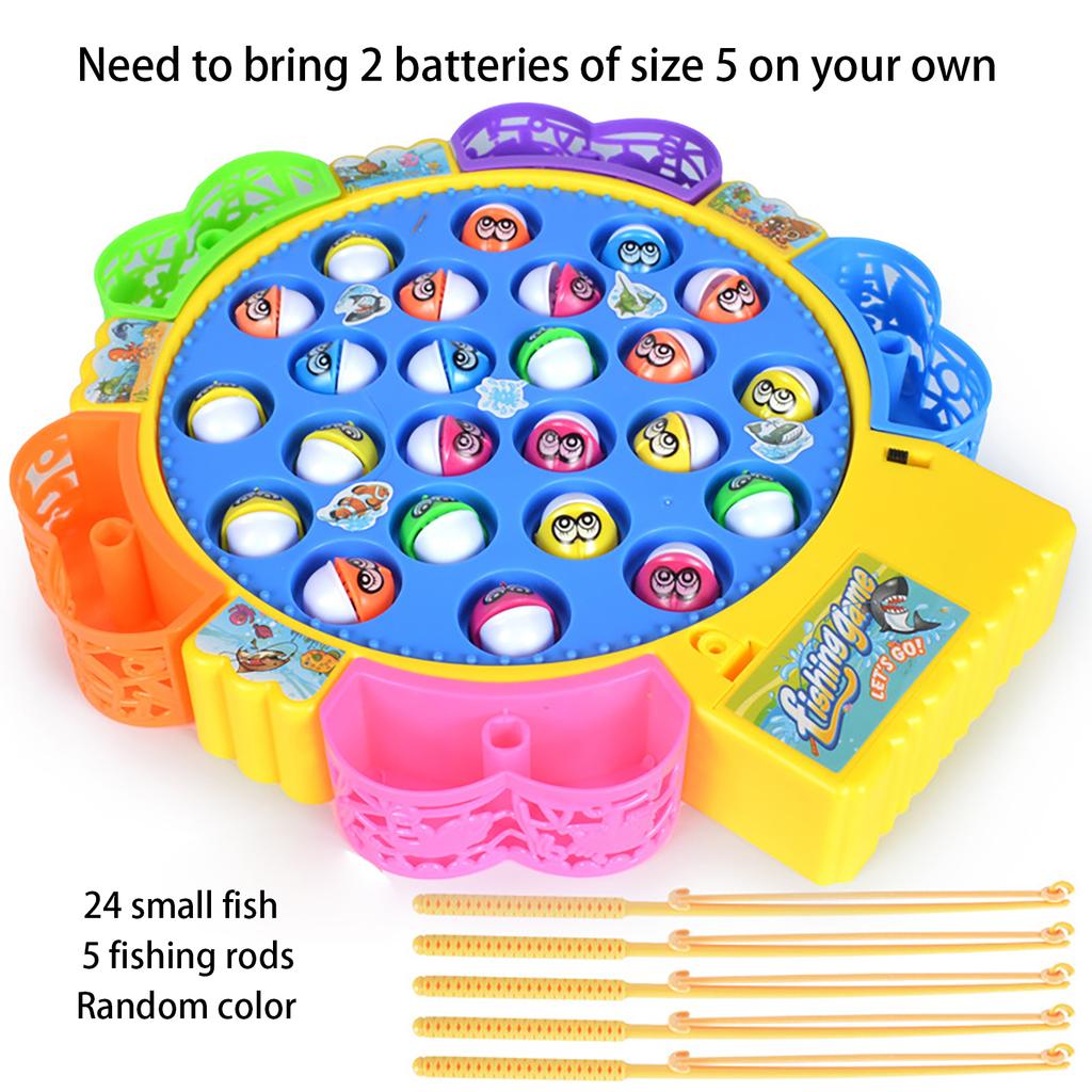 Electric Music Rotating Fishing Disc, Magnetic Fishing Rod Set Puzzle Early Education Toy, Children'S Interactive Toy