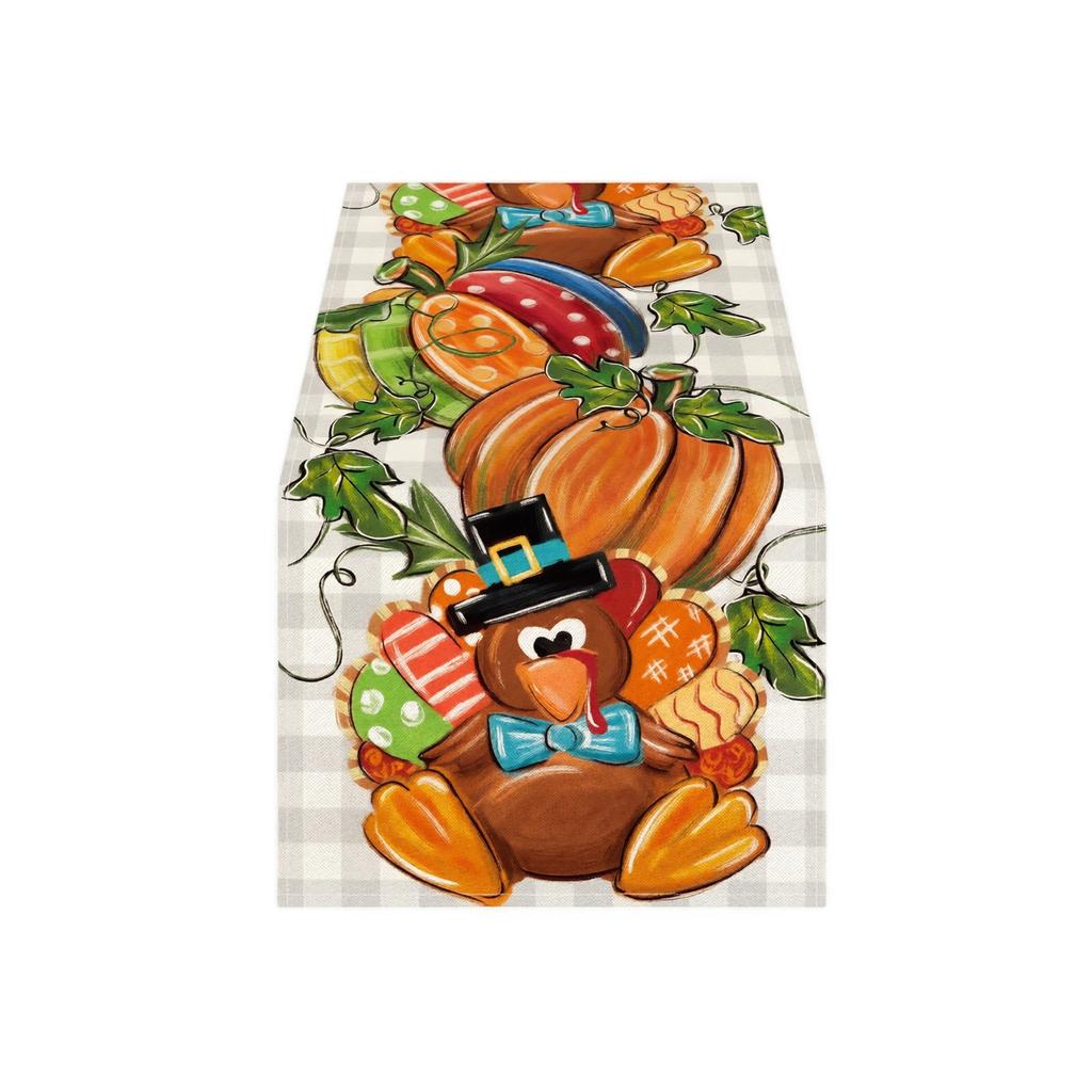 Thanksgiving kalkun bordløber 183x33cm Efterårsblade Mønster Dekorativ dug til ferie Spisestue Køkken Brug