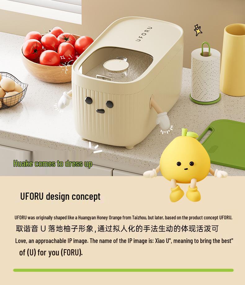 Uforu 20 Jin Food Grade Rice Storage Container with Lid - Insect & Moisture-Proof, Large Kitchen Storage Bucket.