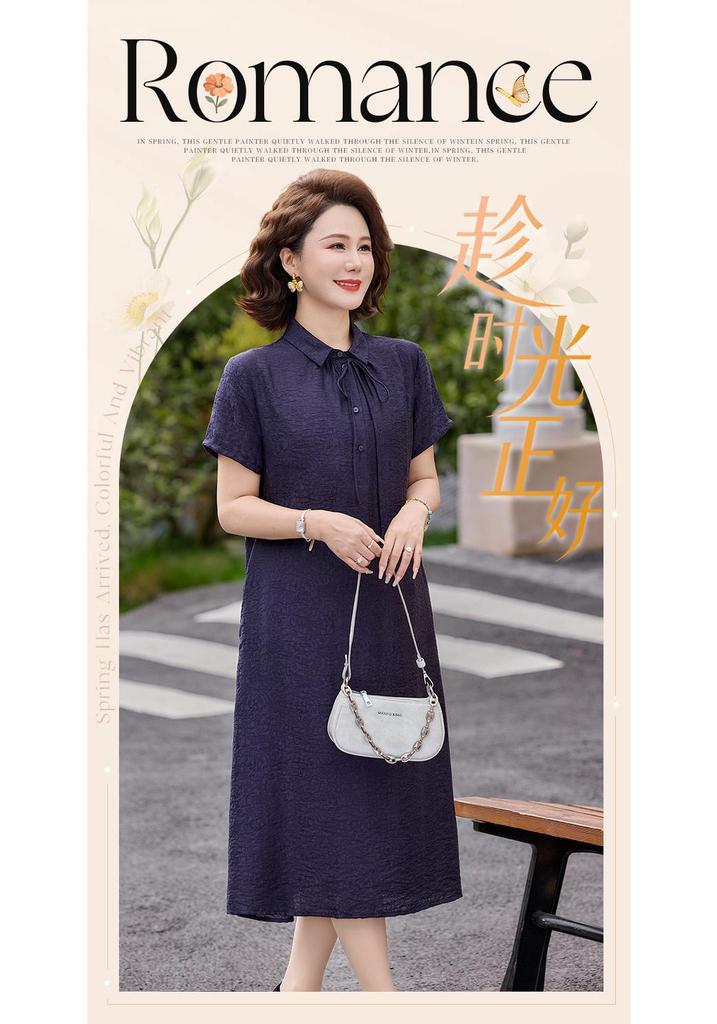 2026 Summer New Arrival: Chinese Style Plus Size Short Sleeve Dress for Middle-Aged and Elderly Women