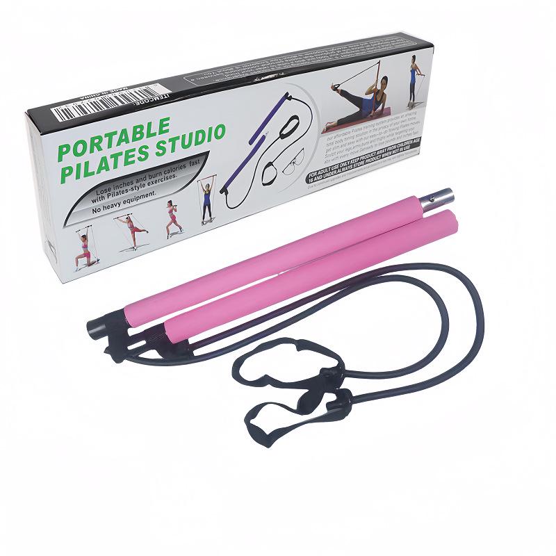Pilates Yoga Resistance Bar: Multifunctional Fitness Trainer with Elastic Bands for Butt and Total Body Workouts.