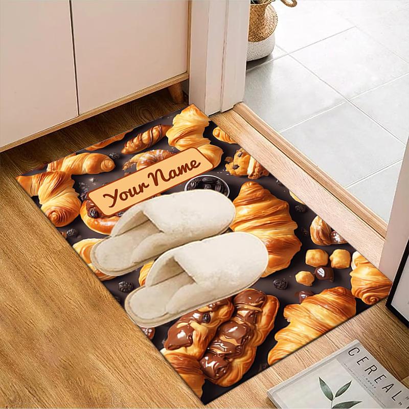 1PC Custom Name Sweet Pastry Delight Theme Floor Mat Ideal for Living Room, Game Rooms, Office, Bedroom, Floor Mat Playful Design