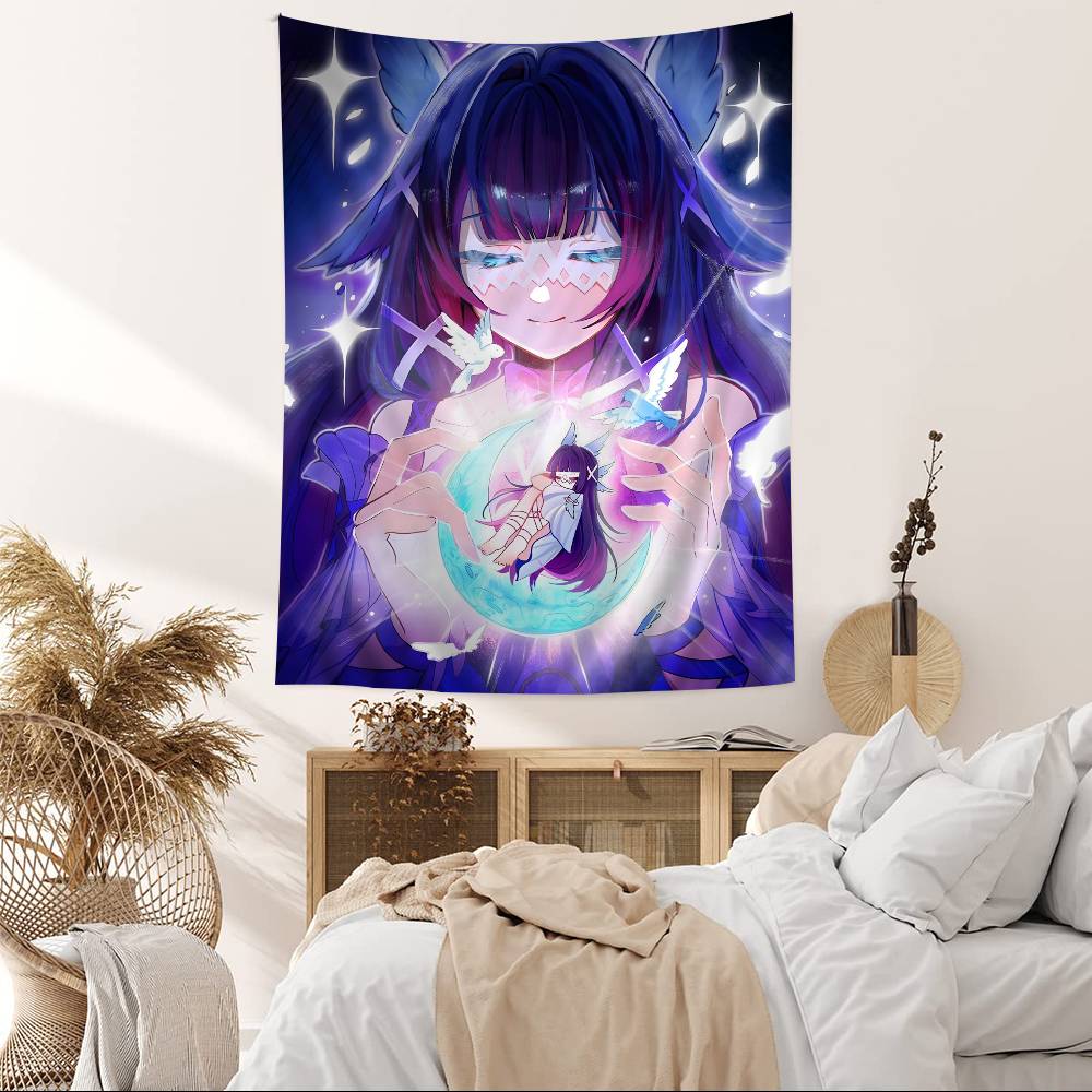 Genshin Impact Columbina Anime Tapestry Hippie Flower Wall Carpets Dorm Decor Wall Hanging Home Decor
