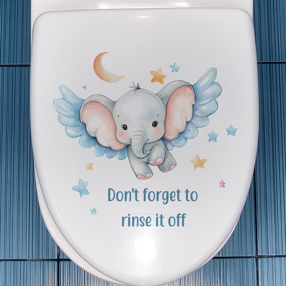 Cartoon Little Elephant Star Moon Bathroom Toilet Toilet Home Beautification Stickers