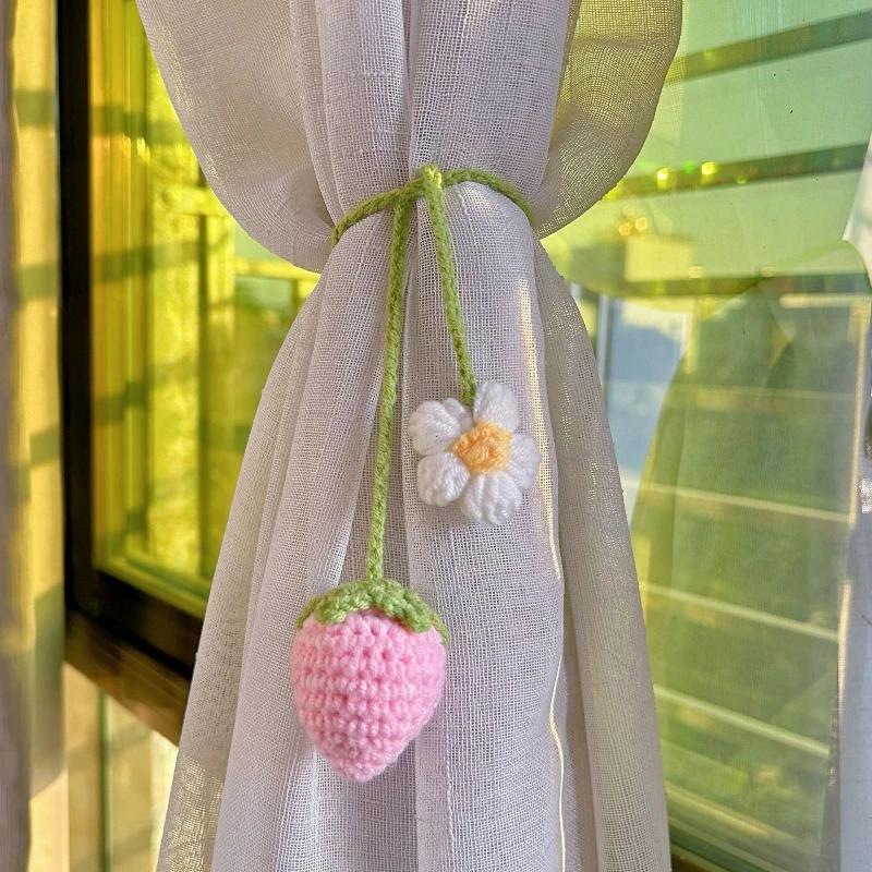 

Вязаная крючком корзина для автомобильных растений, подвесное растение в виде клубники для декора автомобиля, подвески для автомобильных украшений на зеркало заднего вида