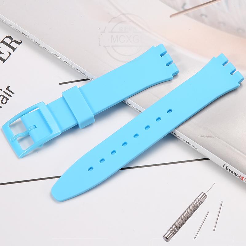 Silicone Watch Band For Swatch 17mm 19mm 20mm Pin Buckle Waterproof Bracelet Wristband Watch Accessories