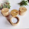 Bamboo Seasoning Storage Jar Set Wooden Sugar Jar with Lid Moisture Proof Rack Salt and Pepper Spice Jar Bowl Reusable