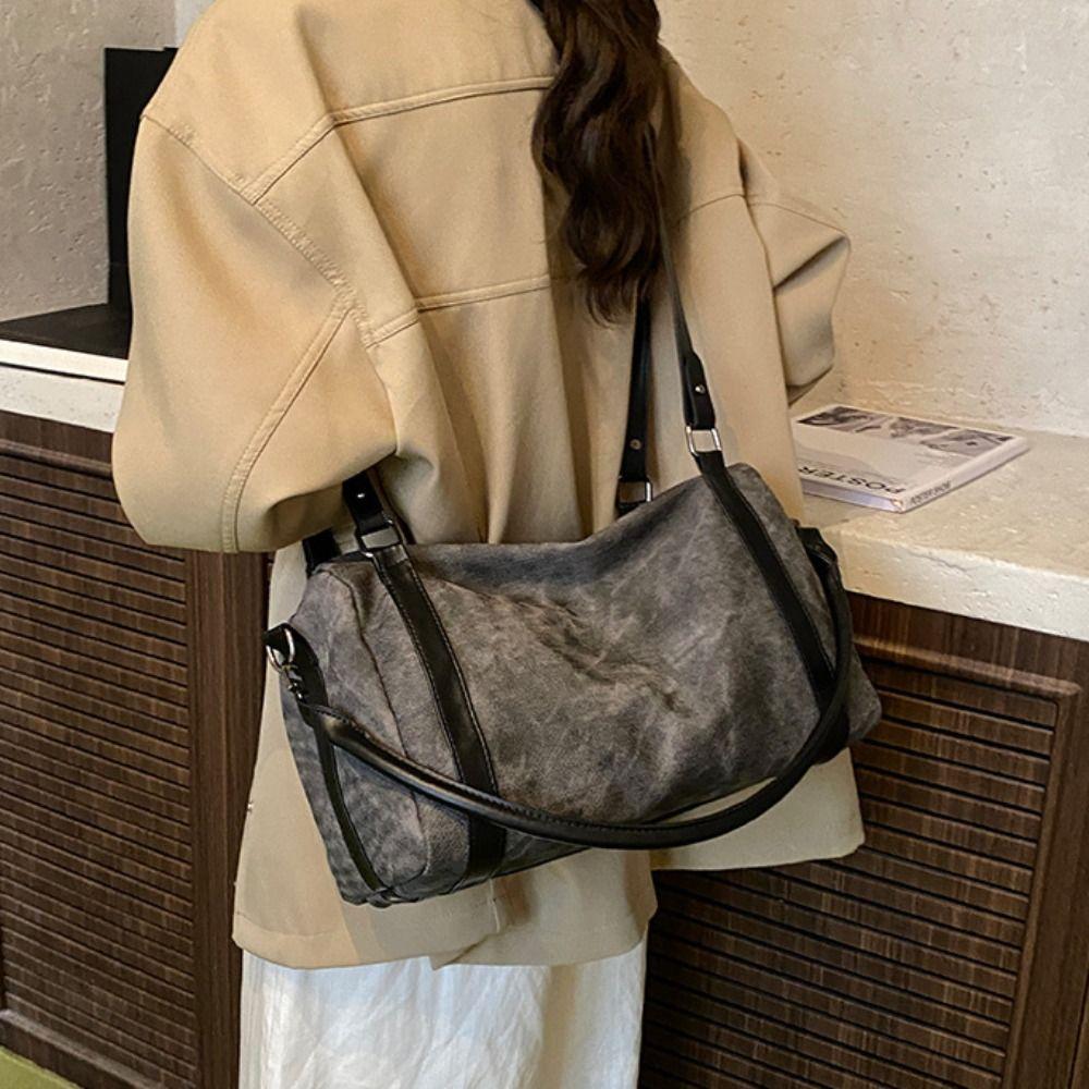 Korean Style Bowling Shoulder Bag Vintage Pillow Handbag Portable Boston Crossbody Bag Shopping