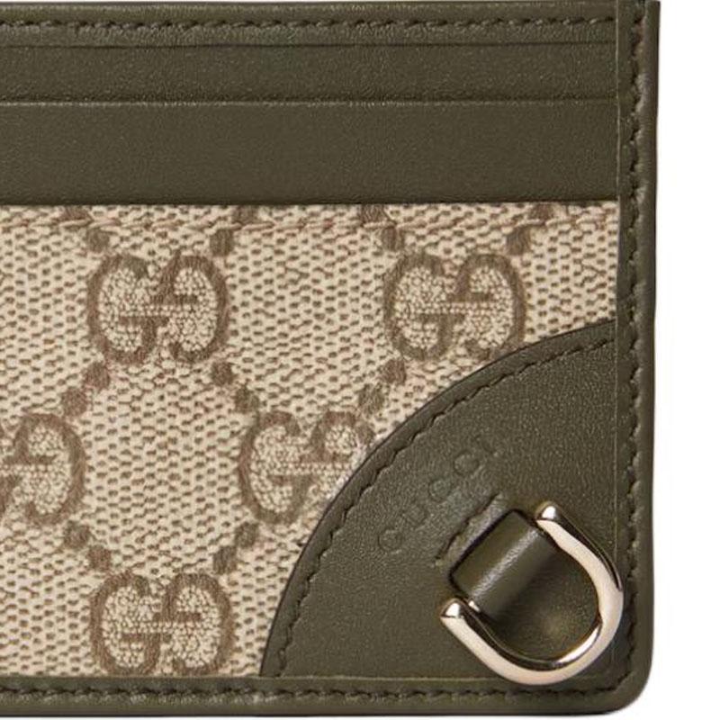 Gucci GG Emblem Embossed Logo Coated Fabric Card Holder Women's Green