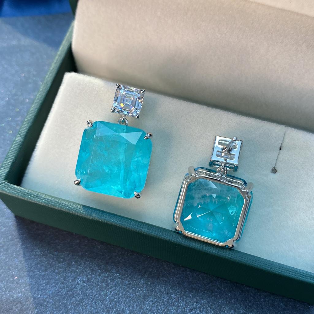 Tancise κοσμήματα 925 pure Tremella κοσμήματα γυναικεία μπλε palaiba 15 * 15 Σκουλαρίκια
