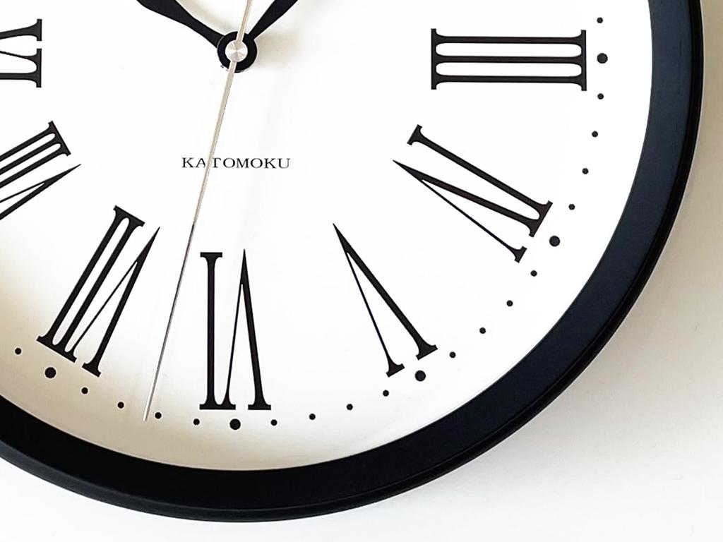 KATOMOKU muku clock 5 Roman numerals black wall clock continuous second hand radio km-58BKRCS 306mm (SKP clock)