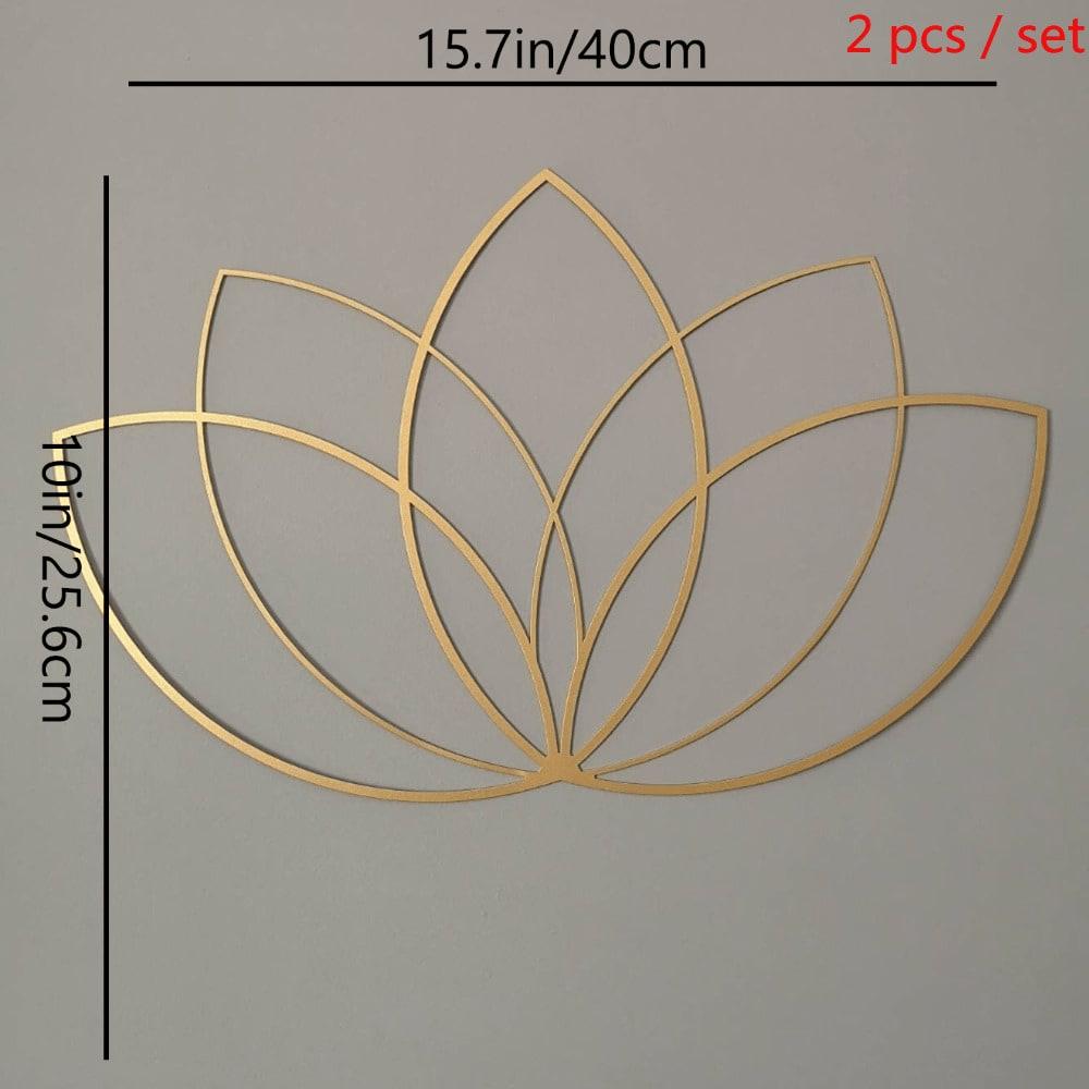 

Gold Lotus Metal Wall Art Set of 2 Handcrafted Modern Boho Decor for Living Room Bedroom Yoga Meditation Spiritual Gift