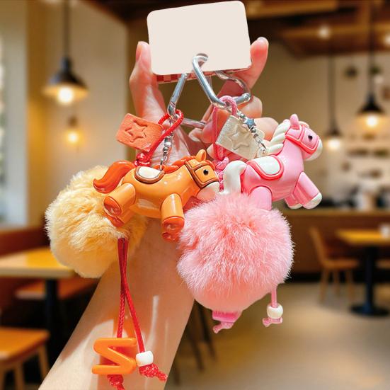 Schlüsselanhänger Anhänger Plüschkugel Deko Pferdeanhänger Dekorativer Handtaschenanhänger Glück Jahr des Pferdes Anhänger Accessoire