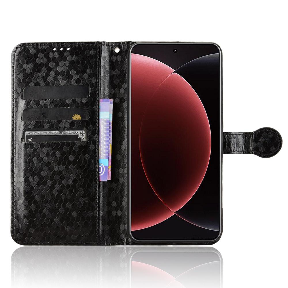 

For Xiaomi 15 Ultra Wallet Case Dot Pattern Imprint PU Leather Phone Cover Rose Gold