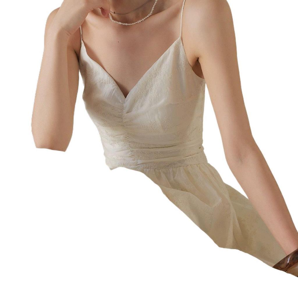 Off-White Spaghetti Strap A-Line Dress - Slim Fit, Summer 2026 Collection