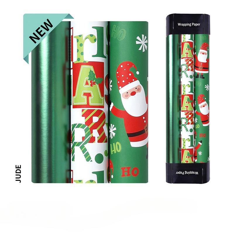 Christmas Roll Up Gift Wrapping Paper 43 * 300c Santa Merry Christmas Gift