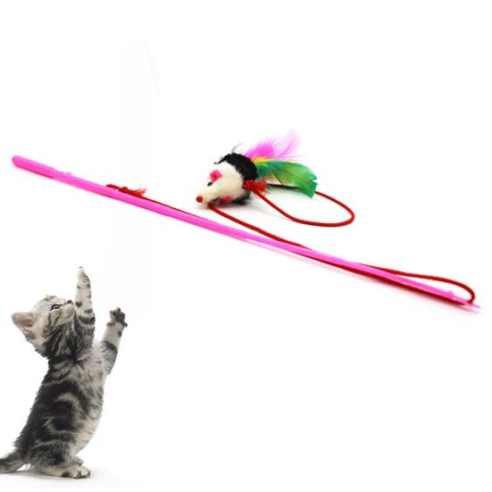

Забавный Питомец Кошка Тизер Мышь Форма Перо Рыбалка Палка Интерактивная Игра Игра