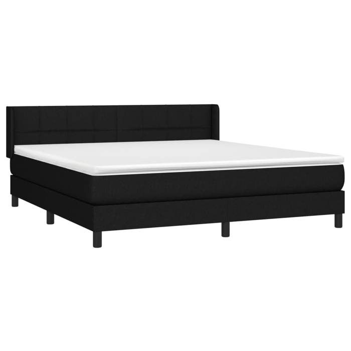 3129731 vidaXL Lit à sommier tapissier avec matelas Noir 180x200 cm Tissu