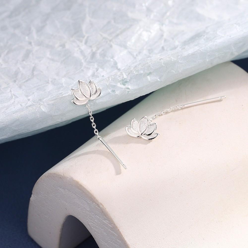 Trendy Style Lotus Tassel Earrings Light Luxury Ear Pendant Flower Drooping Earring  Special Events