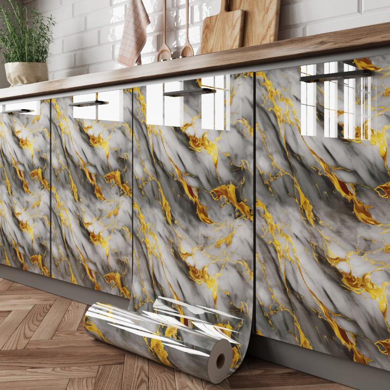 Wodoodporna Samoprzylepna Naklejka Kuchenna w Stylu Marmuru na Szafki i Meble