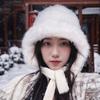 Korean Rabbit Fur Autumn and Winter Hats Women's Winter Knitted Ear Protecting Hats  Cycling Hats with Fleece  Windproof and Warm