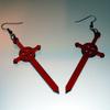 Gothic Simple Red Acrylic Sword Cross Pendant Dangle Earrings for Women Men Halloween Party Personality Jewelry Accessories Gift