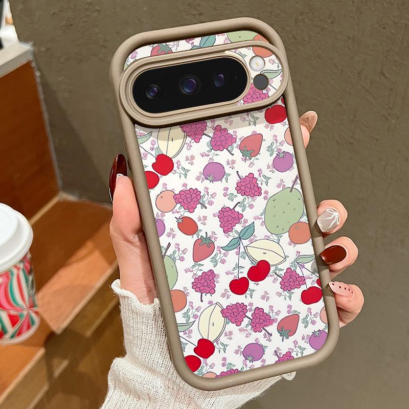 Lovely Cherry Fruits Print Case For Google Pixel 10 Pro XL Shockproof Bumper Soft Silicone Phone Back Cover For Pixel 9A 9 8 7 Pro 8A 7A