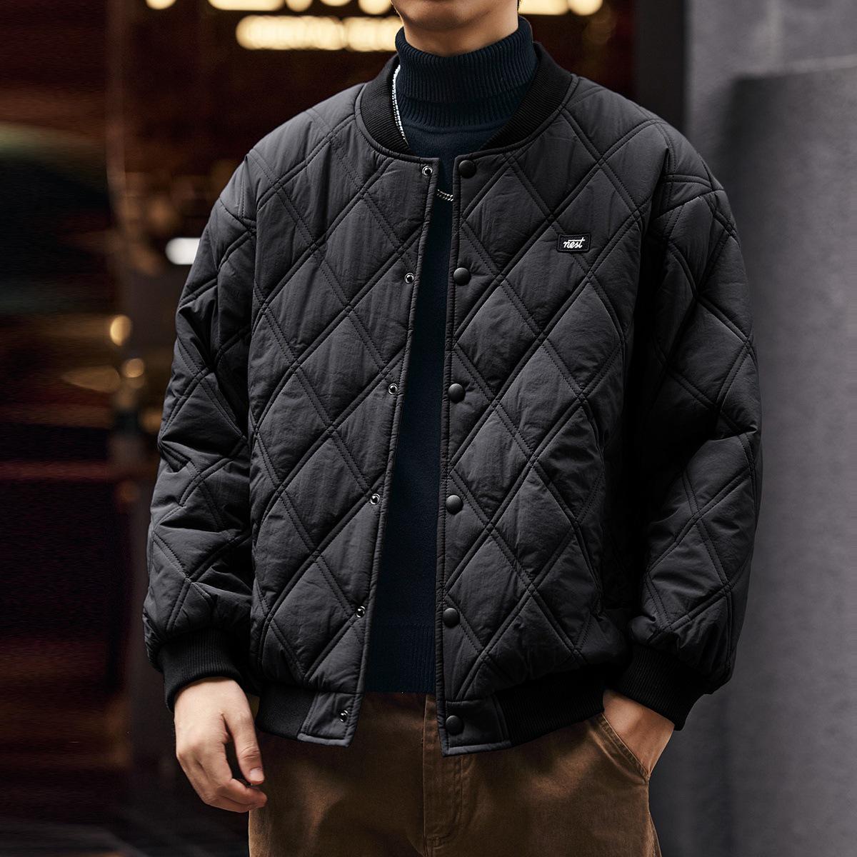 Мужская модная стеганая хлопковая бейсбольная куртка - Осенне-зимняя, повседневная, свободного кроя 5XL (230-250 jin)