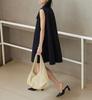 Cotton A-line Black Tie-Up Dress - Sleeveless, Standard Fit, New Summer Arrival