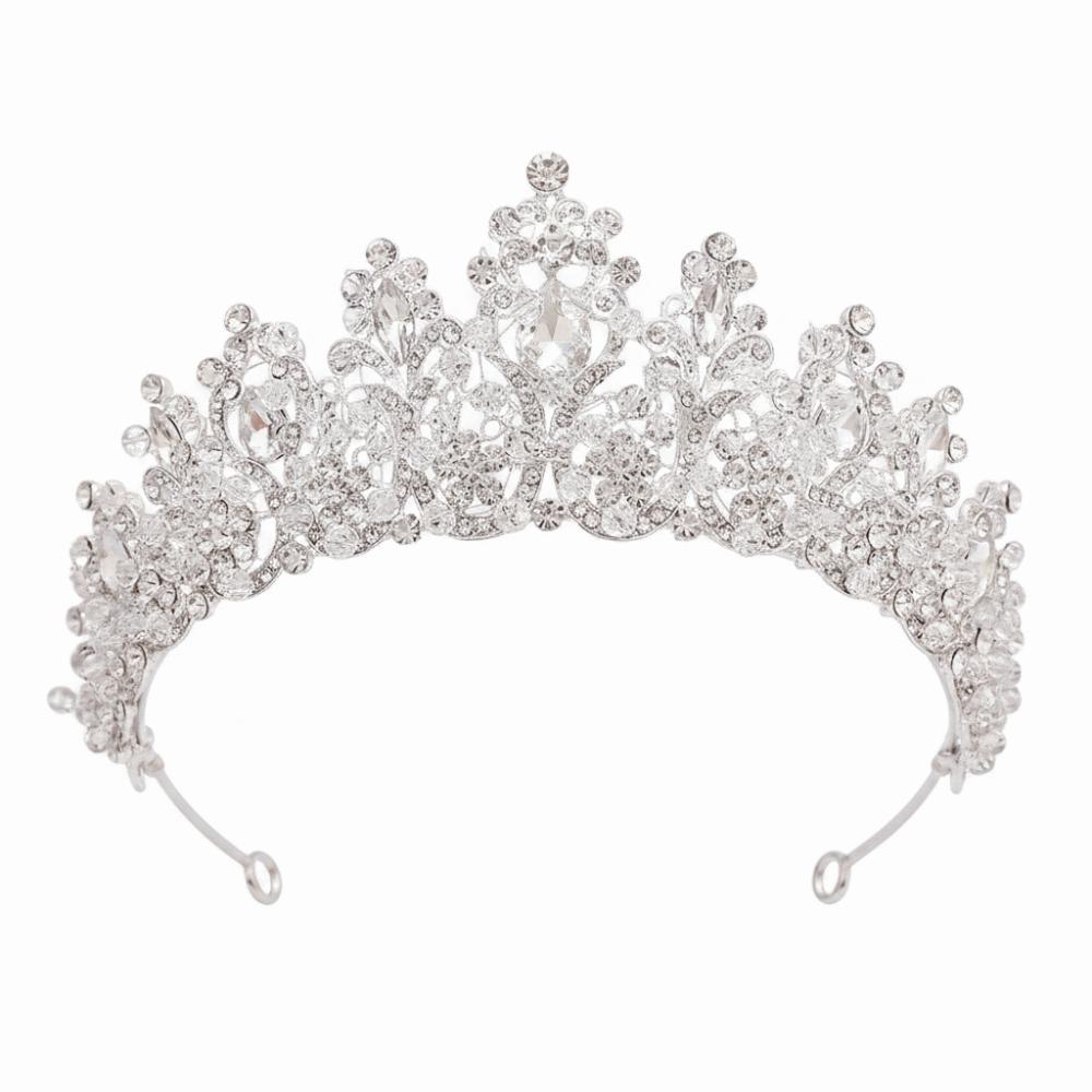 Exquisite Crystal Crown Handmade Baroque Headpiece Rhinestone Headband Bridal Tiara Bridesmaid белый