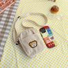 Portable Corduroy Bear Phone Crossbody Bag Mobile Phone Coin Purse Fashionable Cross Small Bag Corduroy Mini Bag