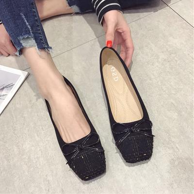 Fashion Flat Shoes for Women Spring Autumn New Korean Version Square Toe Flat Heels Black Comfortable Soft Sole Large Size 44 45 46