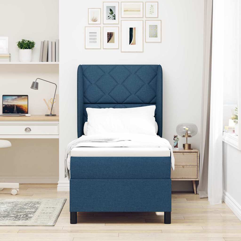 Boxspring Bed with Headboard Blue 80 x 200 cm Fabric