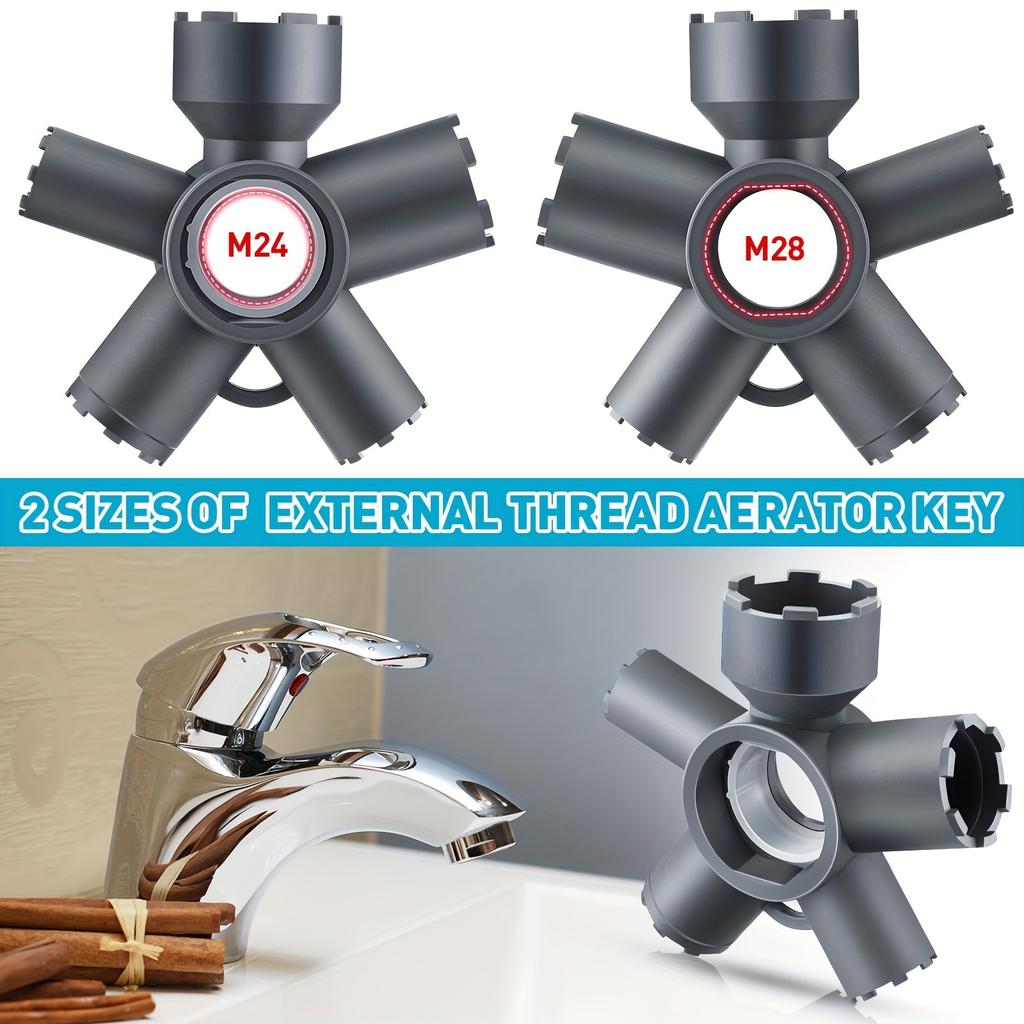 10-in-1 Faucet Aerator Key Removal Tool - Multi-Size Aerator Wrench for Plug-in, External, and Female Thread Faucet Filters (M16.5 To M28)