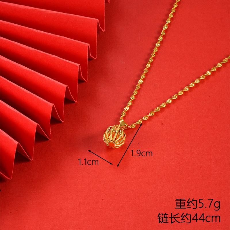 Vietnamese gold-plated necklace for women, long-lasting color, vintage heart-shaped imitation gold jewelry, copper alloy accessory, new clavicle