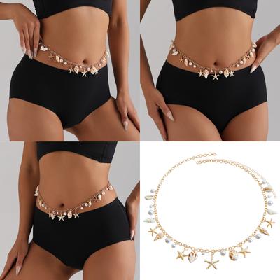 Bohemian Summer Beach Shell Waist Chain Decorative Waist Ornament for Women with Sea Accents and Adjustable Length