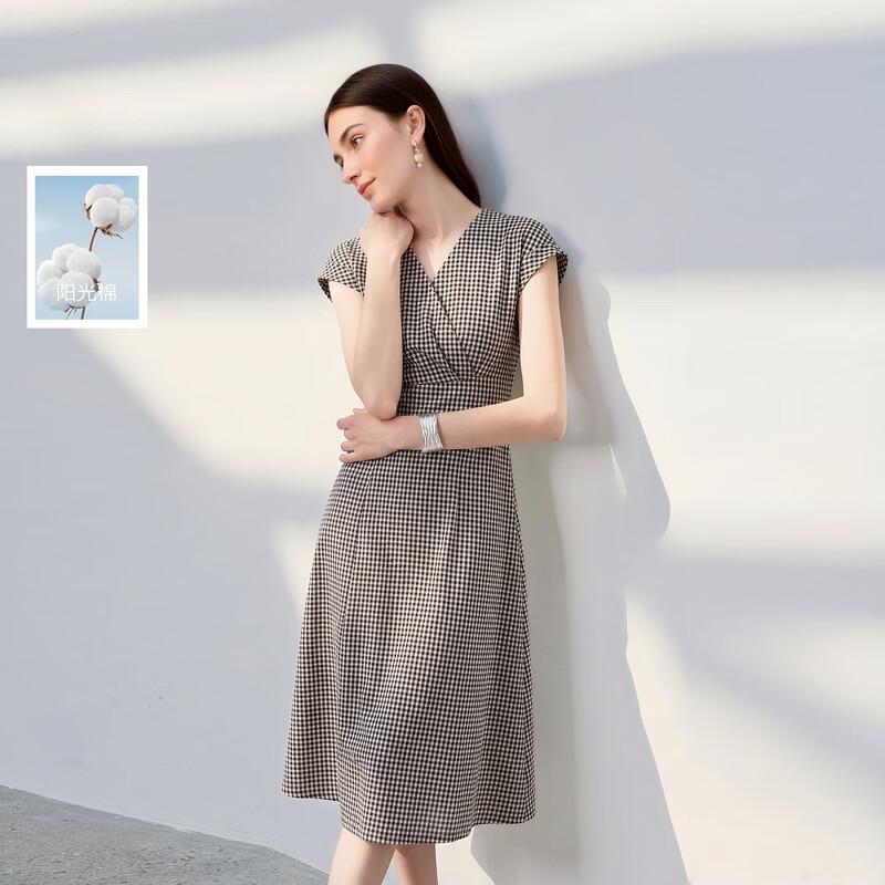 

Women s Plaid V-Neck A-Line Maxi Dress S
