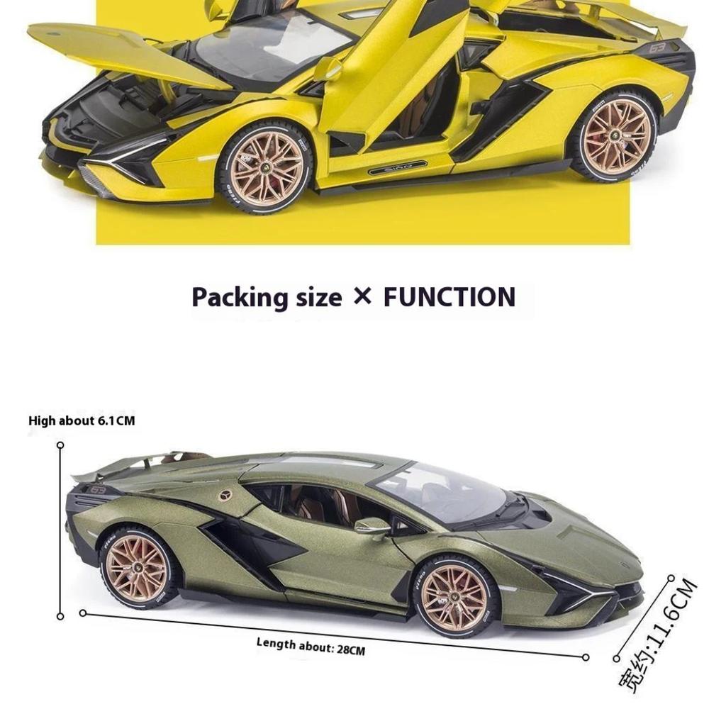 1/18 Lamborghini Sian New Energy Supercar Alloy Diecast Car Model Sound & Light Collection of Hobby Decorative Fine Ornaments