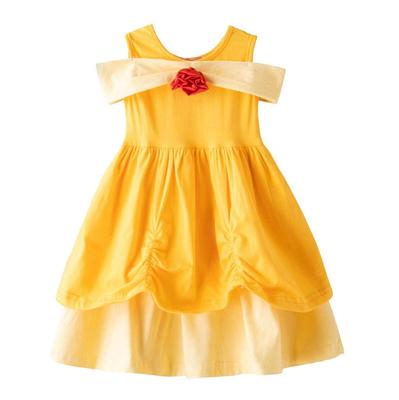 Toddler Girls Belle Costume Princess Cosplay Children Skirt Beauty and the Beast Dress Halloween Costume Size Years Yellow 100 [Dressy Daisy] 2-3