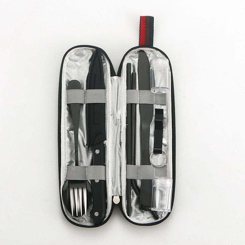 Nerezové příbory Nůž Vidlička Lžíce Steakový nůž Kořenka Brčko Venkovní Cestovní Přenosná Sada