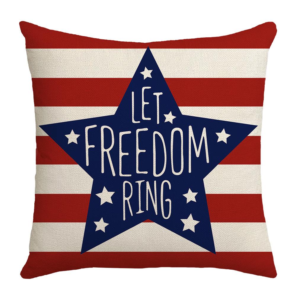 New Home American Flag Letter Print Sofa Office Linen Pillow Cover Cushion Cover