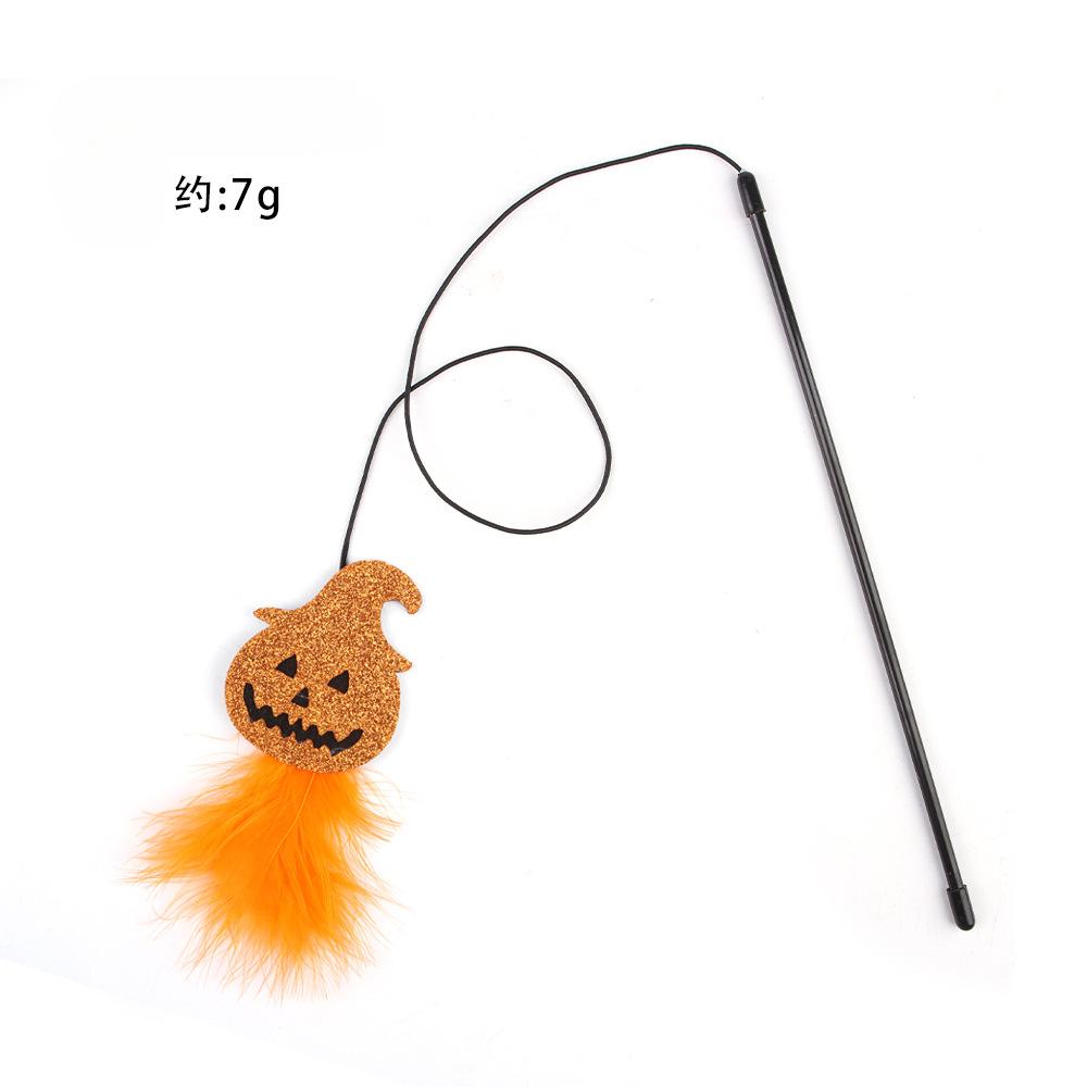 Halloween Piórko Drażniąca Kocia Wędka Stylizacja Atmosfery Halloween Drażniąca Kocia Wędka Kocia Zabawka do Samodzielnej Zabawy