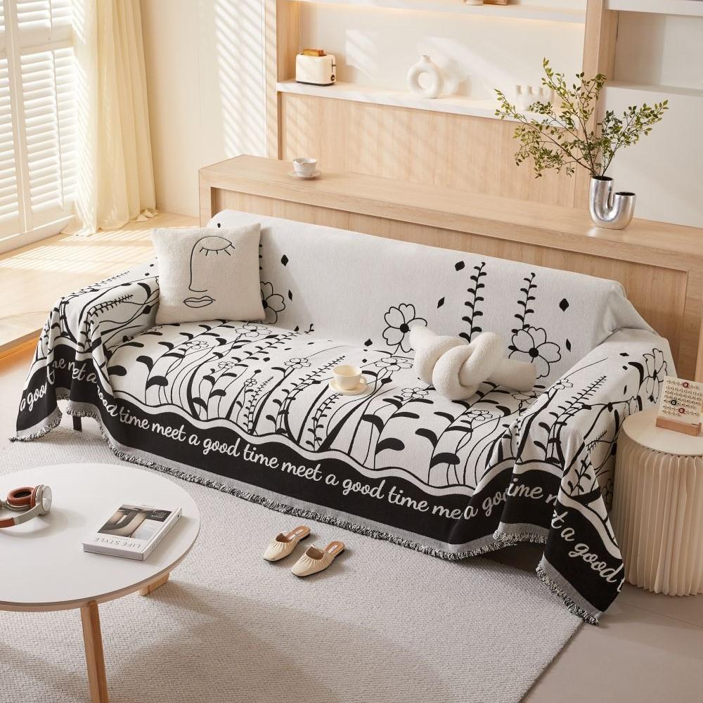 Sofaüberwurf Home Chenille Blumen Sofa Matte Tagesdecken Ganzjahres Camping Picknickdecke Bezug Sofabezug