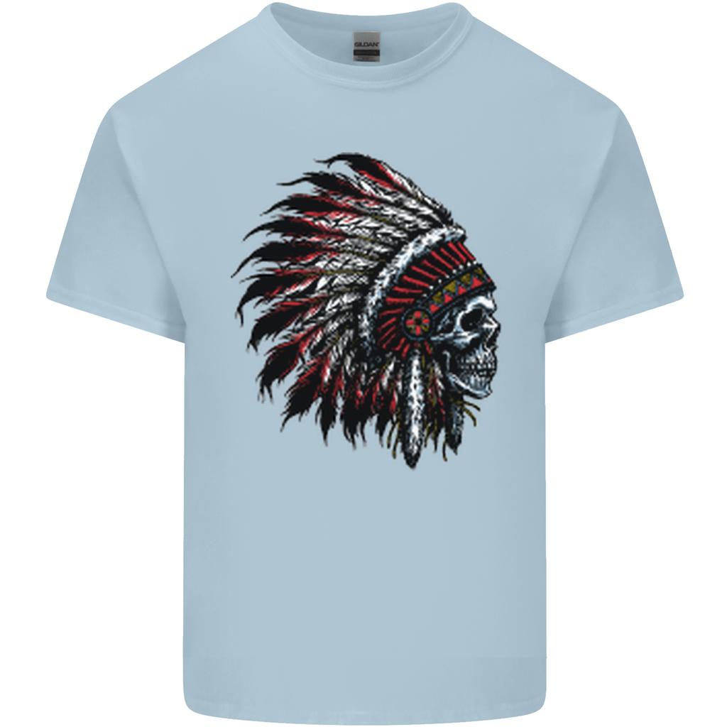 Indian Skull Headdress Biker Motorcycle Unisexs Light Cotton TShirt