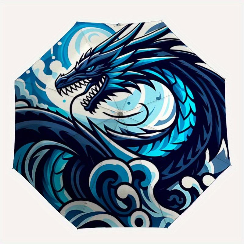 

1pc Ocean Dragon Automatic Open/close Umbrella, 8-Rib sturdy structure, Portable Travel Umbrella, Parties, Everyday Use, Outdoor Accessory,
