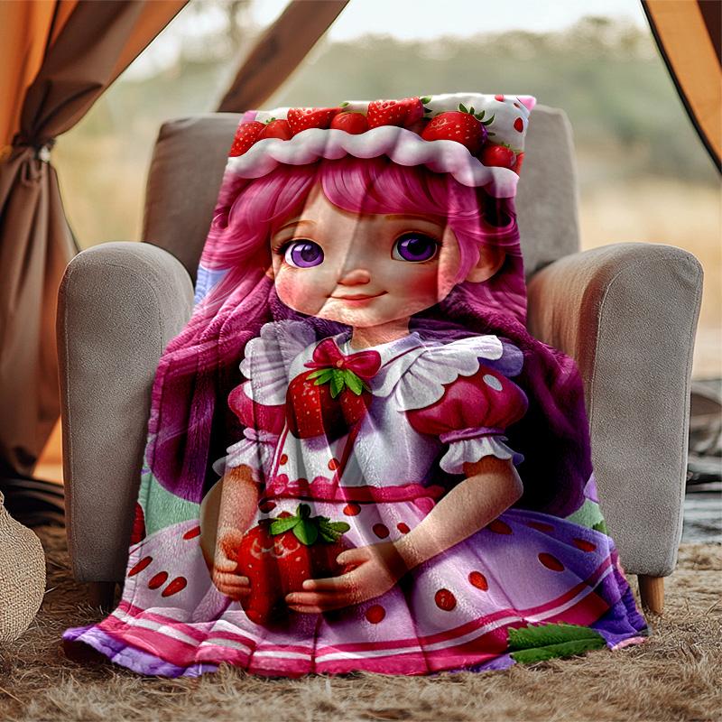 Erdbeer-Flanell-Decke Weich Warm Ganzjahres-Überwurf, Design für Camping, Autoreisen, Wandern Sofa, Bett, Büro Perfektes Geschenk für Partys