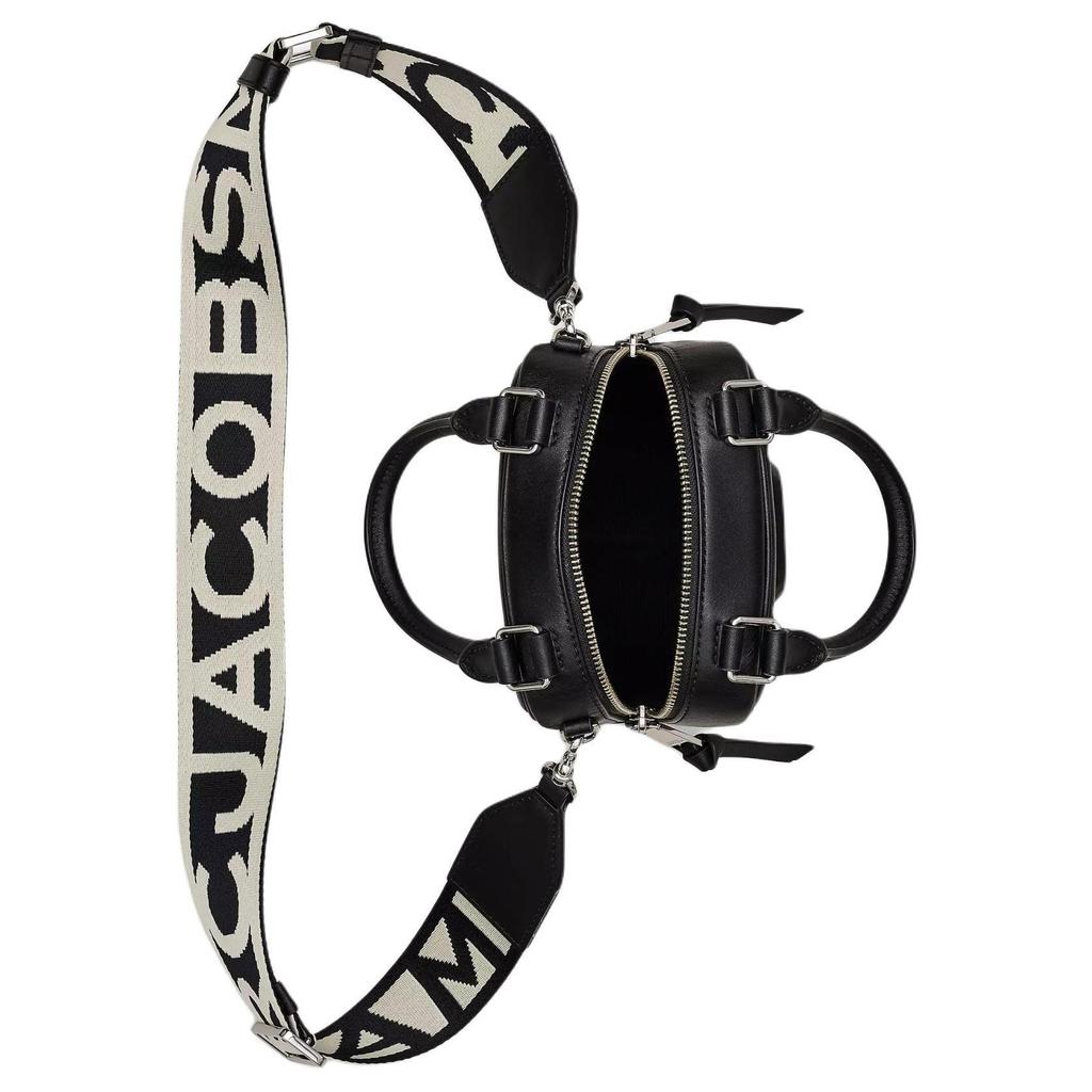 Marc Jacobs JMarc Top Double Zipper Closure Smooth Leather Handbag Women handbag Black 2P4HCR015H02-001