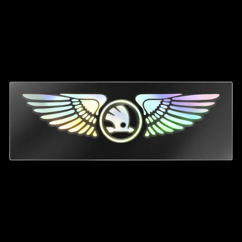 Bsqdr6 Car Styling Angel Wing Colorful Laser Trunk Windshield Sticker For Skoda Octavia Fabia Superb Kamiq Kodiak Yeti Karoq Octavia RS