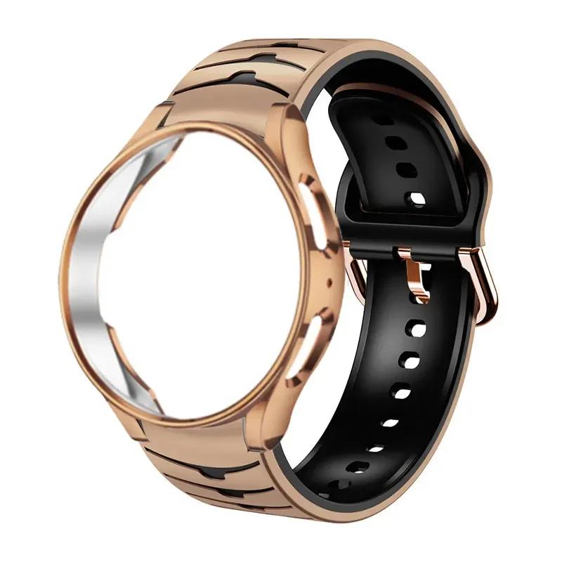 No Gaps Band For Samsung Galaxy Watch 6 classic 43 47mm/4/5/6 44mm 40mm Silicone correa Bracelet Galaxy 5 Pro 45mm Strap+Case