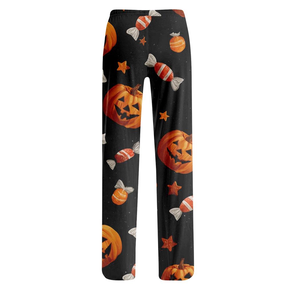 Women's Halloween Print Drawstring Pajama Pants - Soft Casual Sleep Pants with Fun Printed Pattern, Comfy Bottoms for Women, Relaxed Fit
